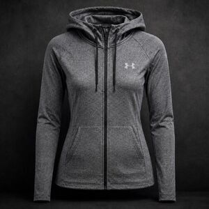 Under Armour Heat Gear Women's Gray Full Zip Track Jacket Pockets Knit L/G